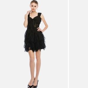 Emily Silverstone Black Ribbon Heart Cocktail Dress Sz Small-